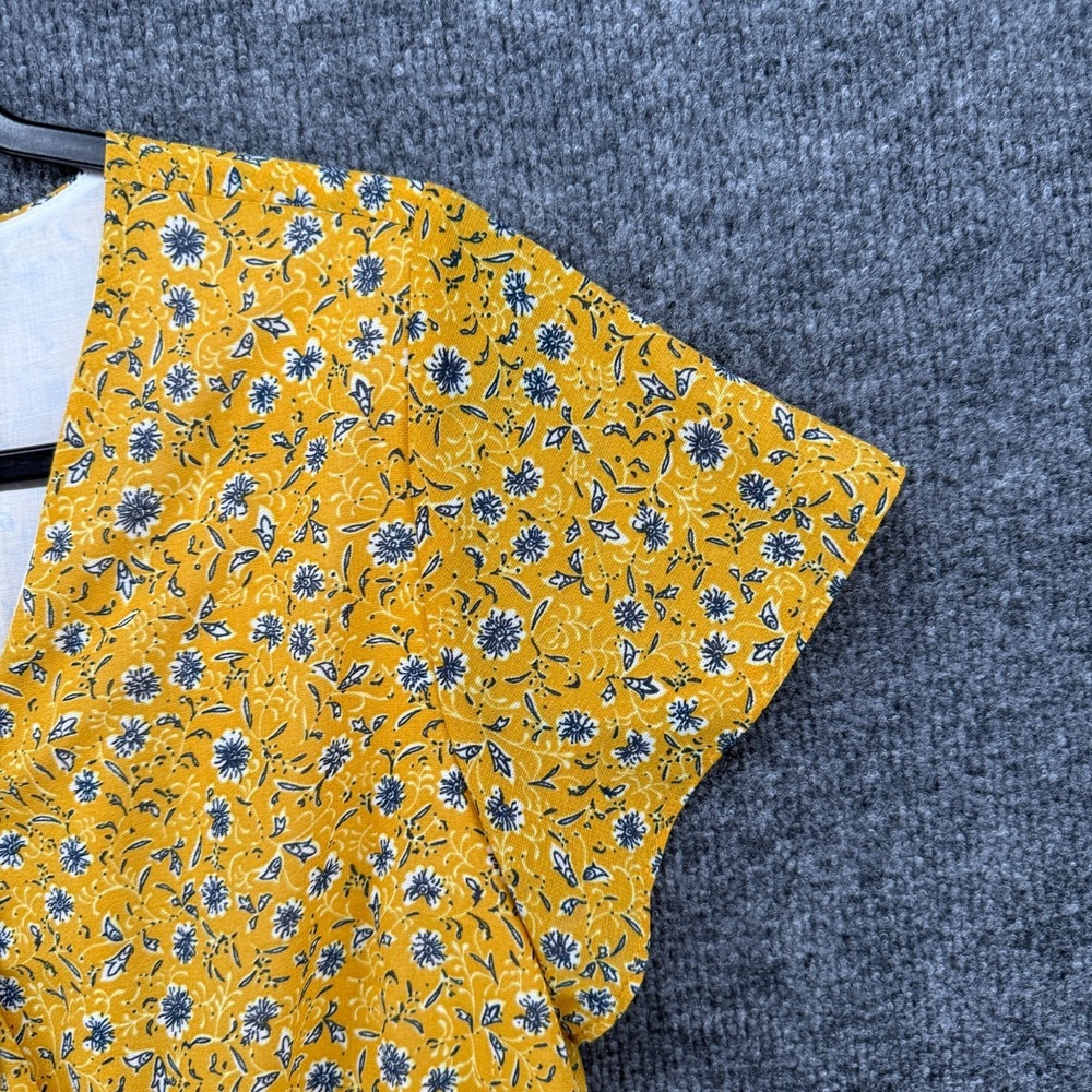 Charlie Paige Dress Small Yellow Floral Tiered Prairie Boho Cottagecore Peasant - Picture 3 of 11